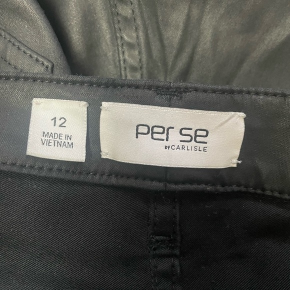 Per Se Carlisle Black Studded Moto Pant Cotton Faux Leather 12 - Picture 3 of 9